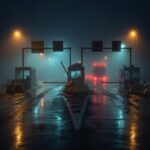 Motorway border checkpoint at night (featured)
