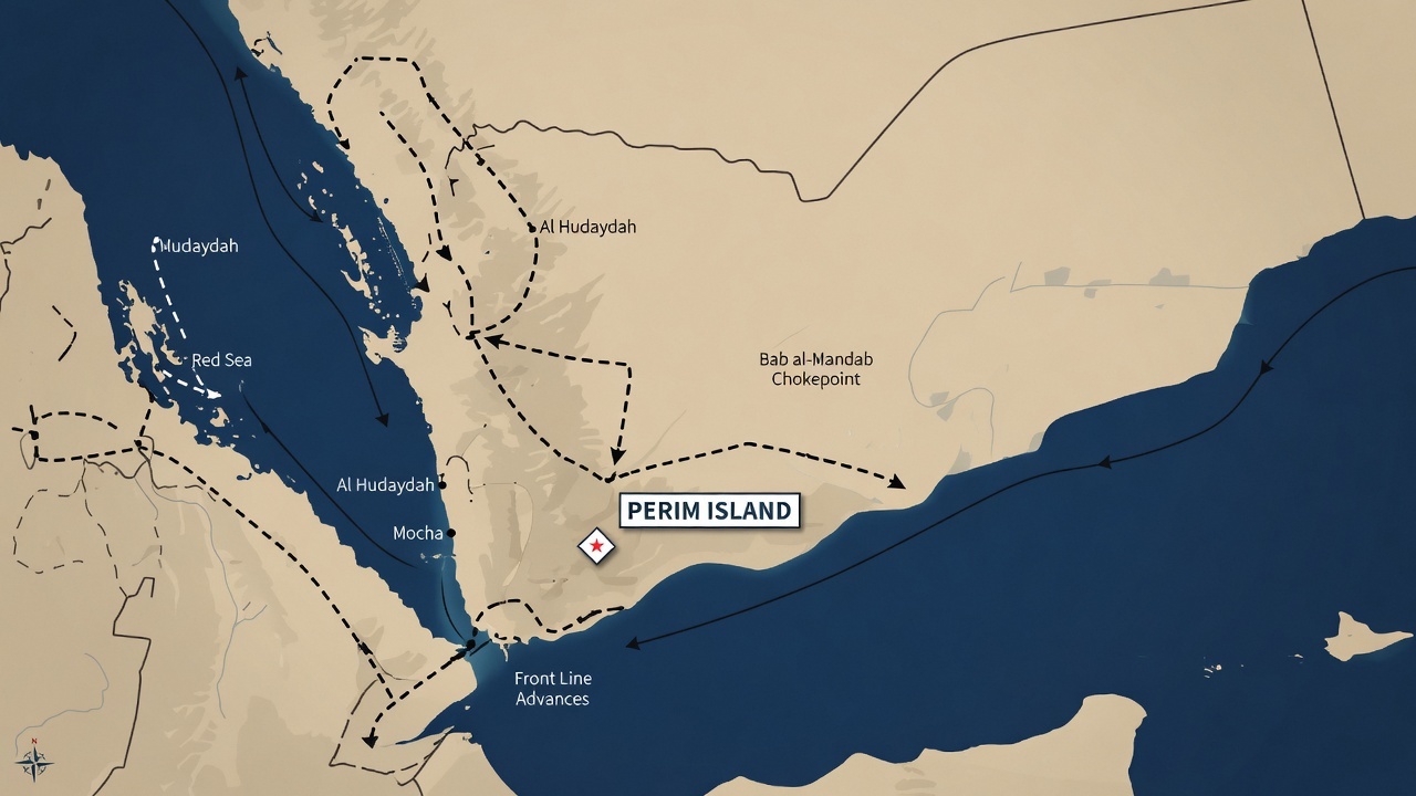 Yemen's civil war front lines and the strategic island of Perim