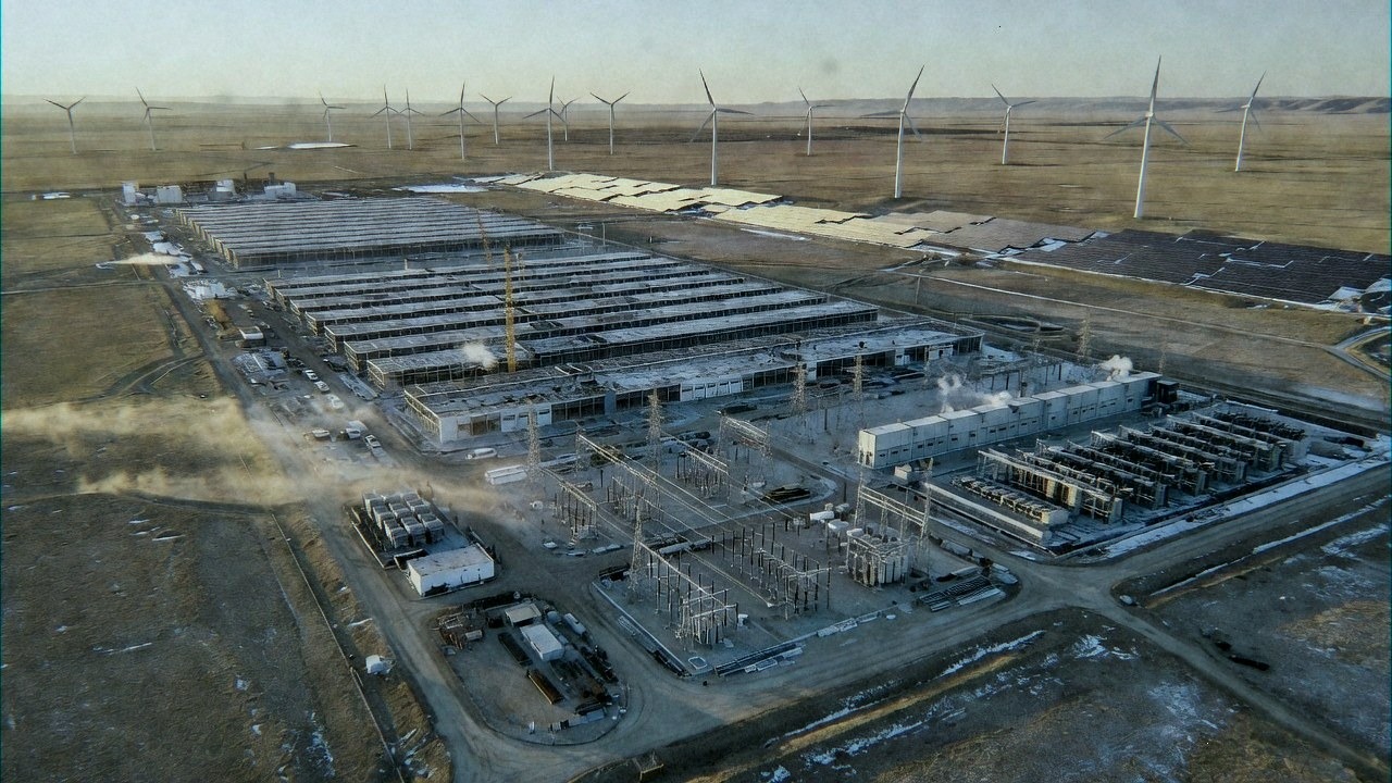 A satellite-scale view of a Chinese computing campus under construction
